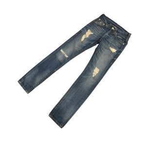 True Religion DSFM Skinny Illusion With Rips Blue Jeans Size 28x34